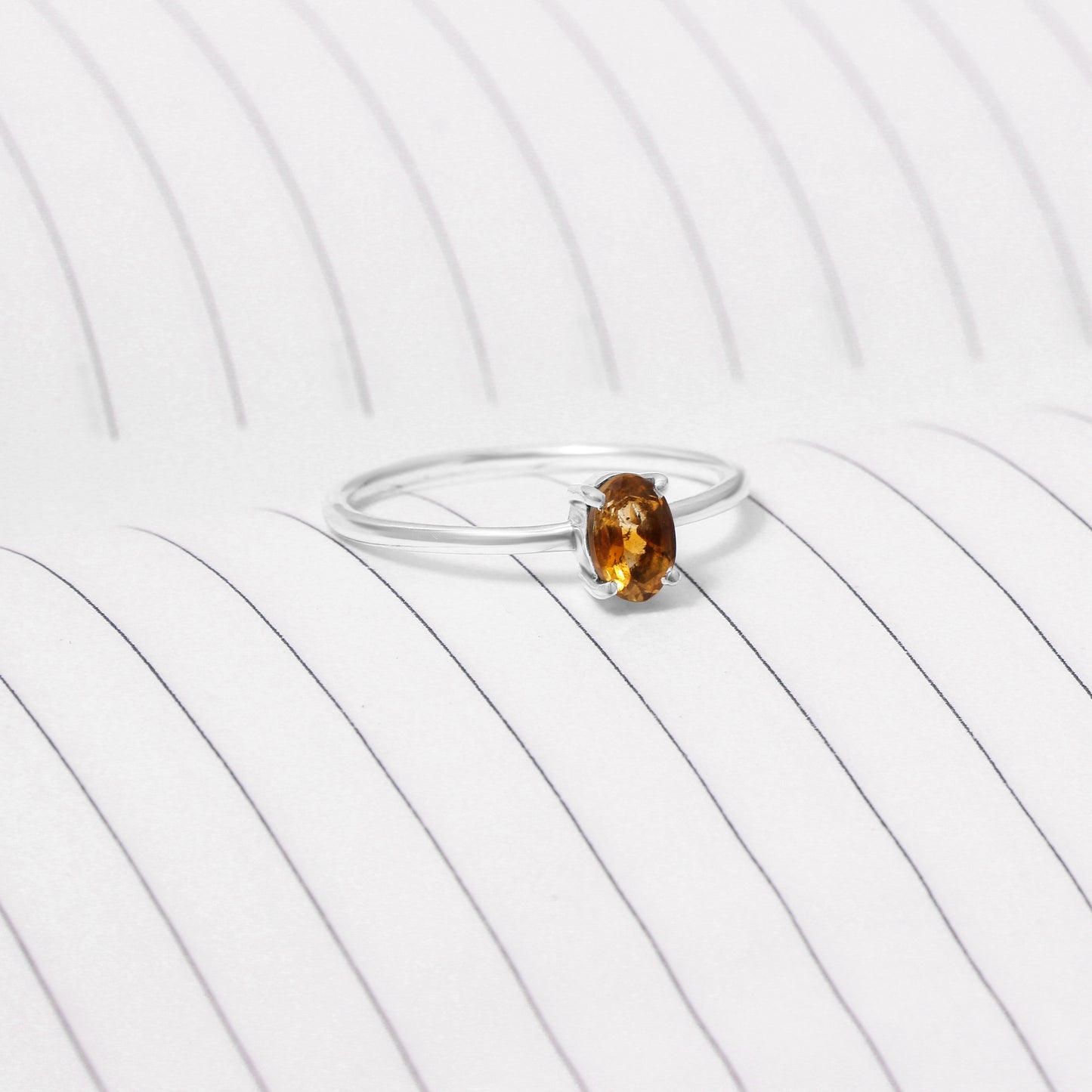 925 Sterling Silver Natural Citrine Gemstone Ring – Elegant Ring With Uplifting Energy Benefits