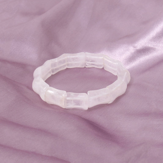 Natural Moonstone Fancy Shape Stretch Bead Bracelet – Handmade Healing Crystal Jewelry for Intuition & Calm