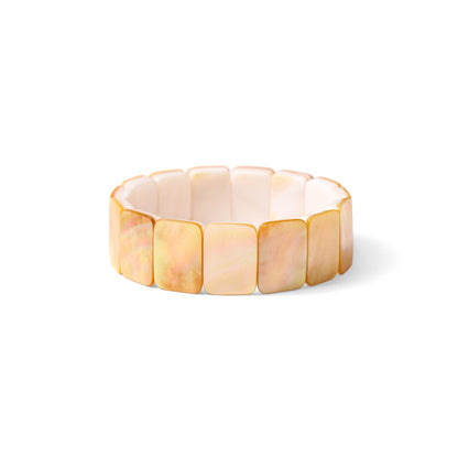 Elegant Natural Shell Pearl Rectangular Beaded Bracelet – Handmade Stretchable Jewelry for Women