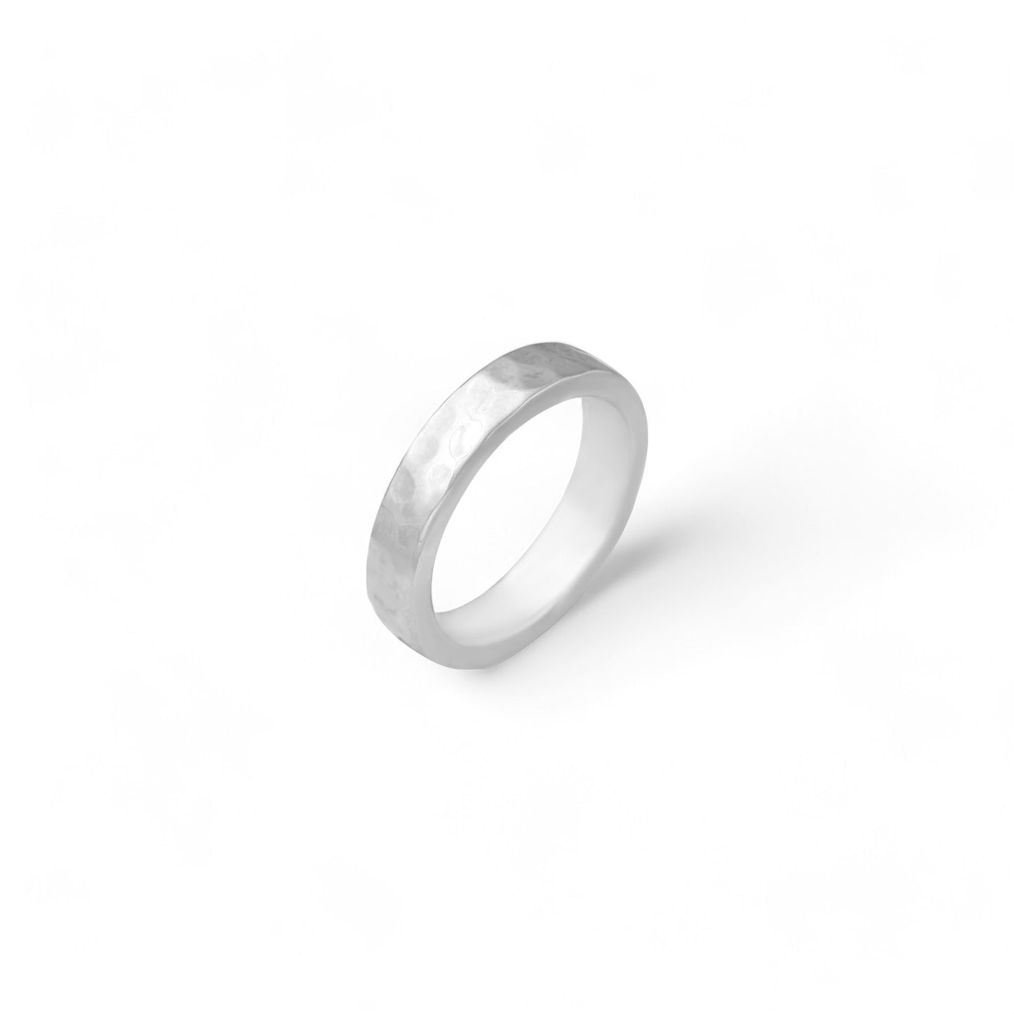 925 Solid Sterling Silver Hammered Band Ring