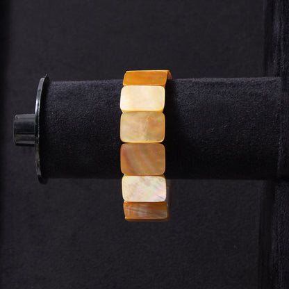 Elegant Natural Shell Pearl Rectangular Beaded Bracelet – Handmade Stretchable Jewelry for Women