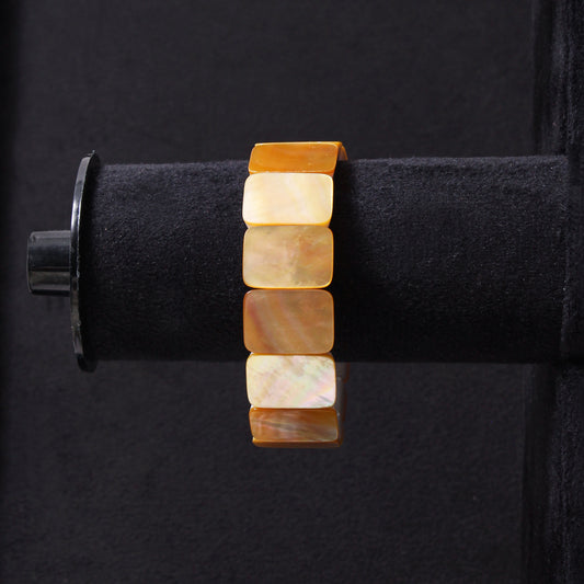 Elegant Natural Shell Pearl Rectangular Beaded Bracelet – Handmade Stretchable Jewelry for Women