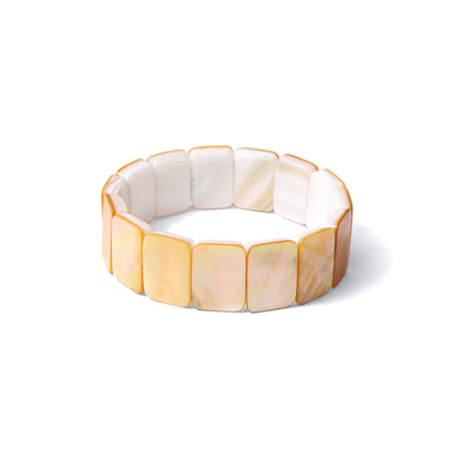 Elegant Natural Shell Pearl Rectangular Beaded Bracelet – Handmade Stretchable Jewelry for Women