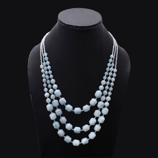 Natural Aquamarine Multi-Layer beaded Necklace – Elegant Handmade Jewelry