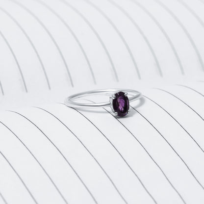 925 Sterling Silver Purple Amethyst Gemstone Ring – Elegant February Birthstone Jewelry