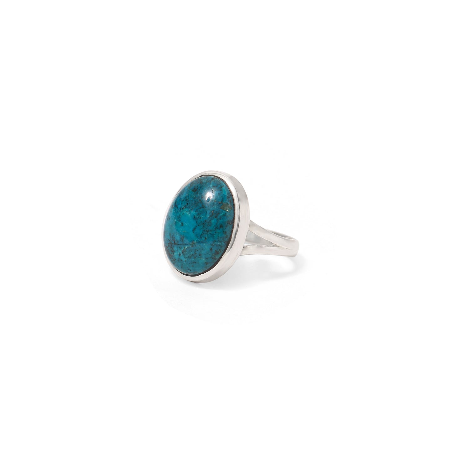 Elegant 925 Sterling Silver Chrysocolla Oval Ring – Genuine Green-Blue Gemstone Jewelry