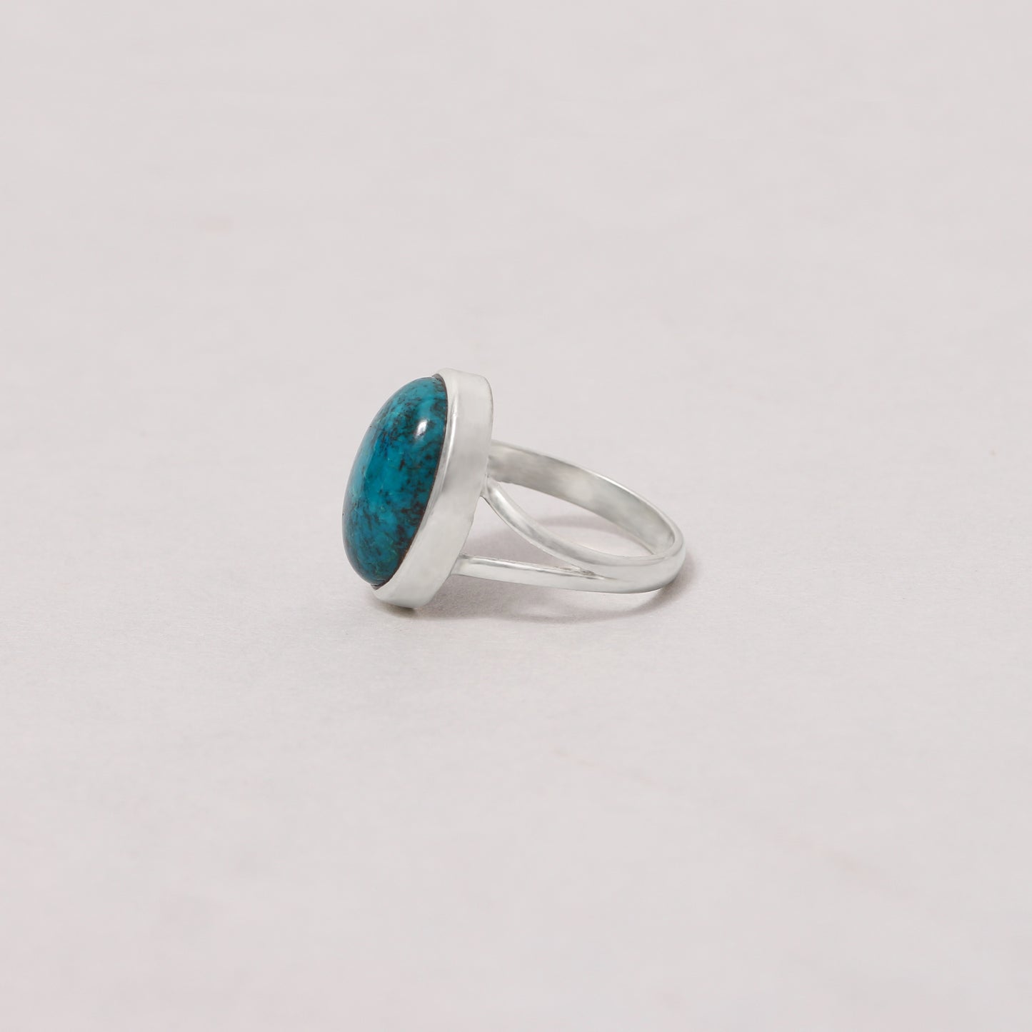 Elegant 925 Sterling Silver Chrysocolla Oval Ring – Genuine Green-Blue Gemstone Jewelry