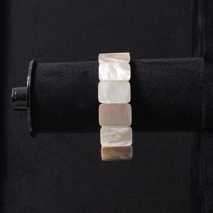 Classic White Shell Pearl Rectangular Beaded Bracelet – Handmade Stretchable Jewelry for Women