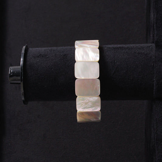 Classic White Shell Pearl Rectangular Beaded Bracelet – Handmade Stretchable Jewelry for Women