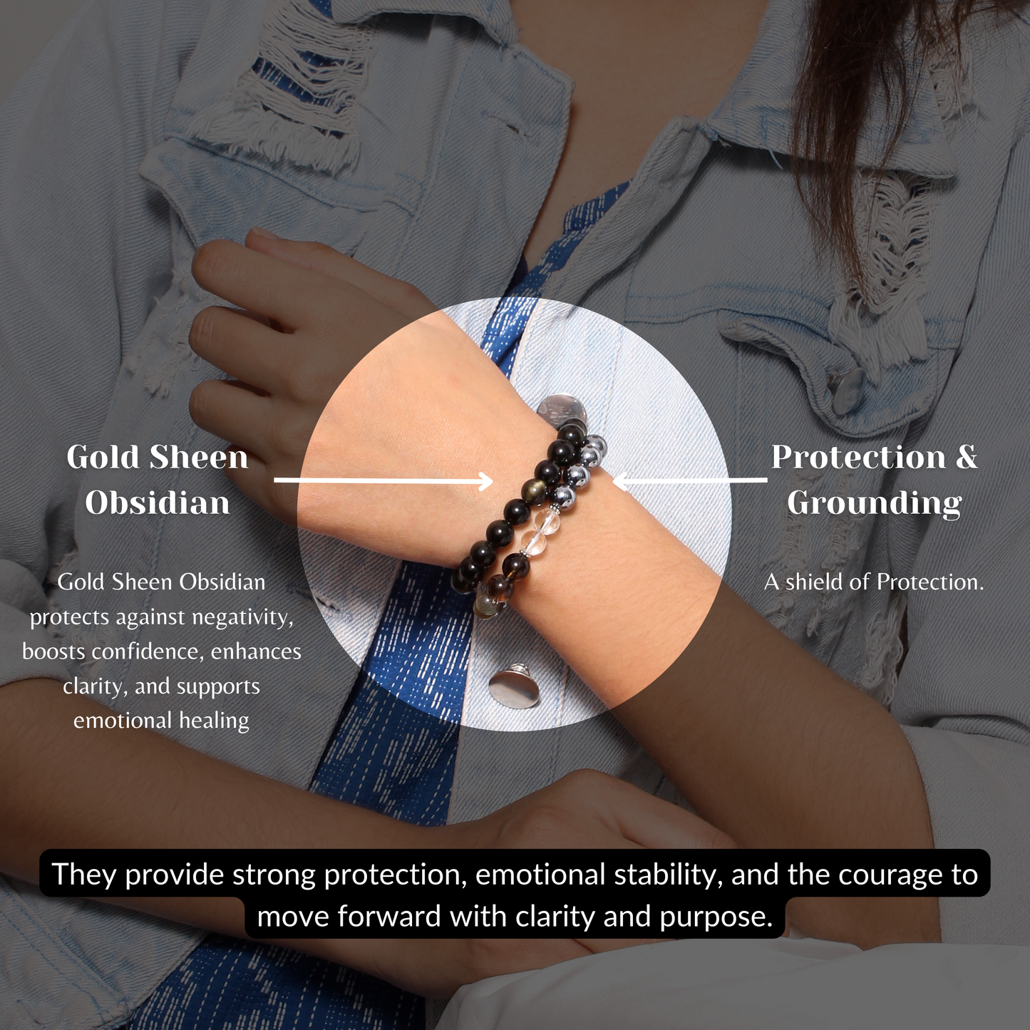 Protection & Grounding + Gold Sheen Obsidian Healing Stretchable Gemstone Bracelet – Shield of Clarity