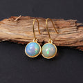 Natural Ethiopian Opal Drop Earrings – Iridescent Fire Opal Gold-Plated Dangle Earrings for Women