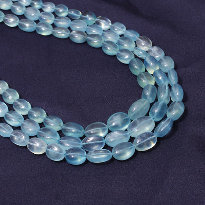 Premium Natural Aquamarine 3-Layer Sarafa Necklace – High-Quality Calming Blue Gemstone Jewelry