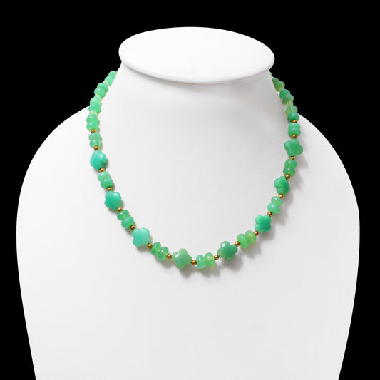 Natural Chrysoprase Beaded Gemstone Necklace – Elegance with Healing Energy