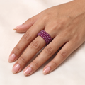 Natural Ruby Faceted Bead Stretch Ring | Handmade Gemstone Statement Ring | Adjustable Crystal Ring
