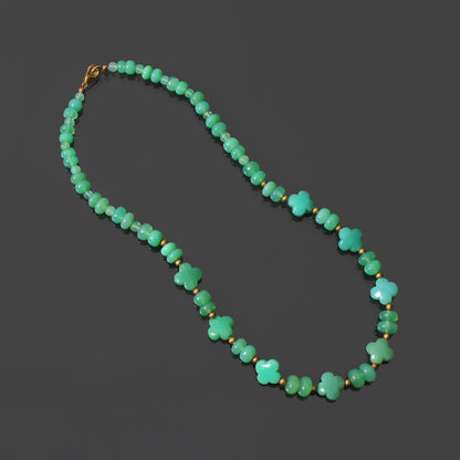 Natural Chrysoprase Beaded Gemstone Necklace – Elegance with Healing Energy