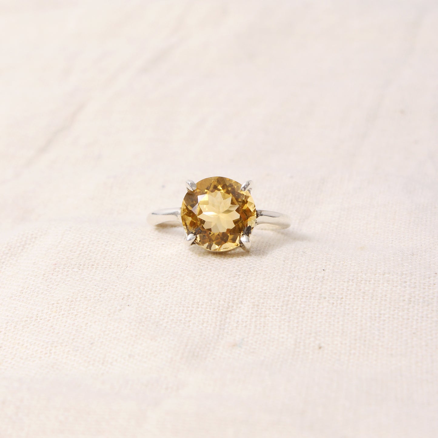 Natural Golden Citrine Gemstone Ring