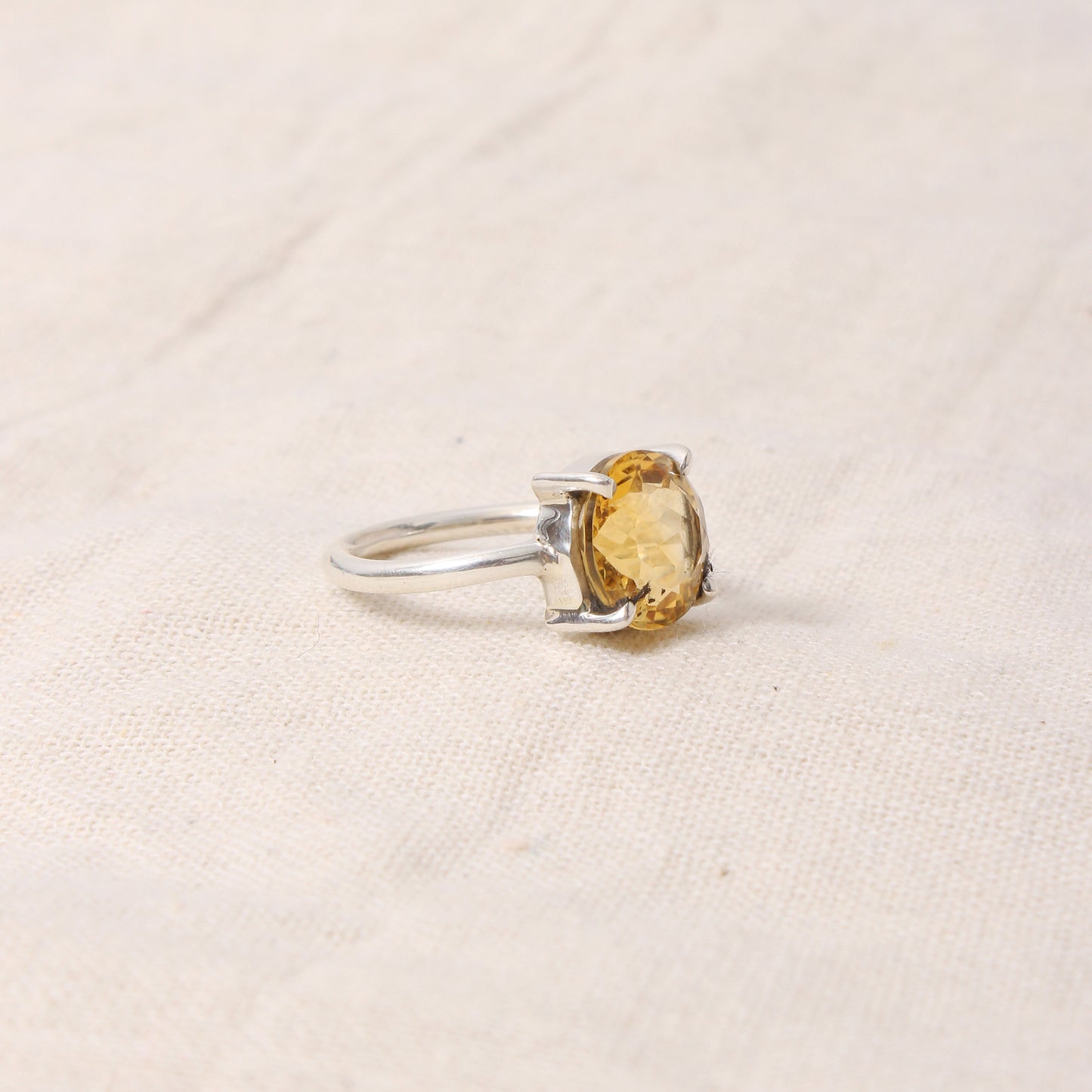 Natural Golden Citrine Gemstone Ring