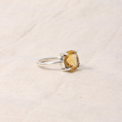 Natural Golden Citrine Gemstone Ring