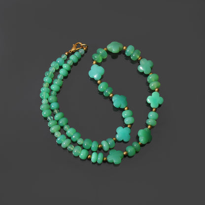 Natural Chrysoprase Beaded Gemstone Necklace – Elegance with Healing Energy