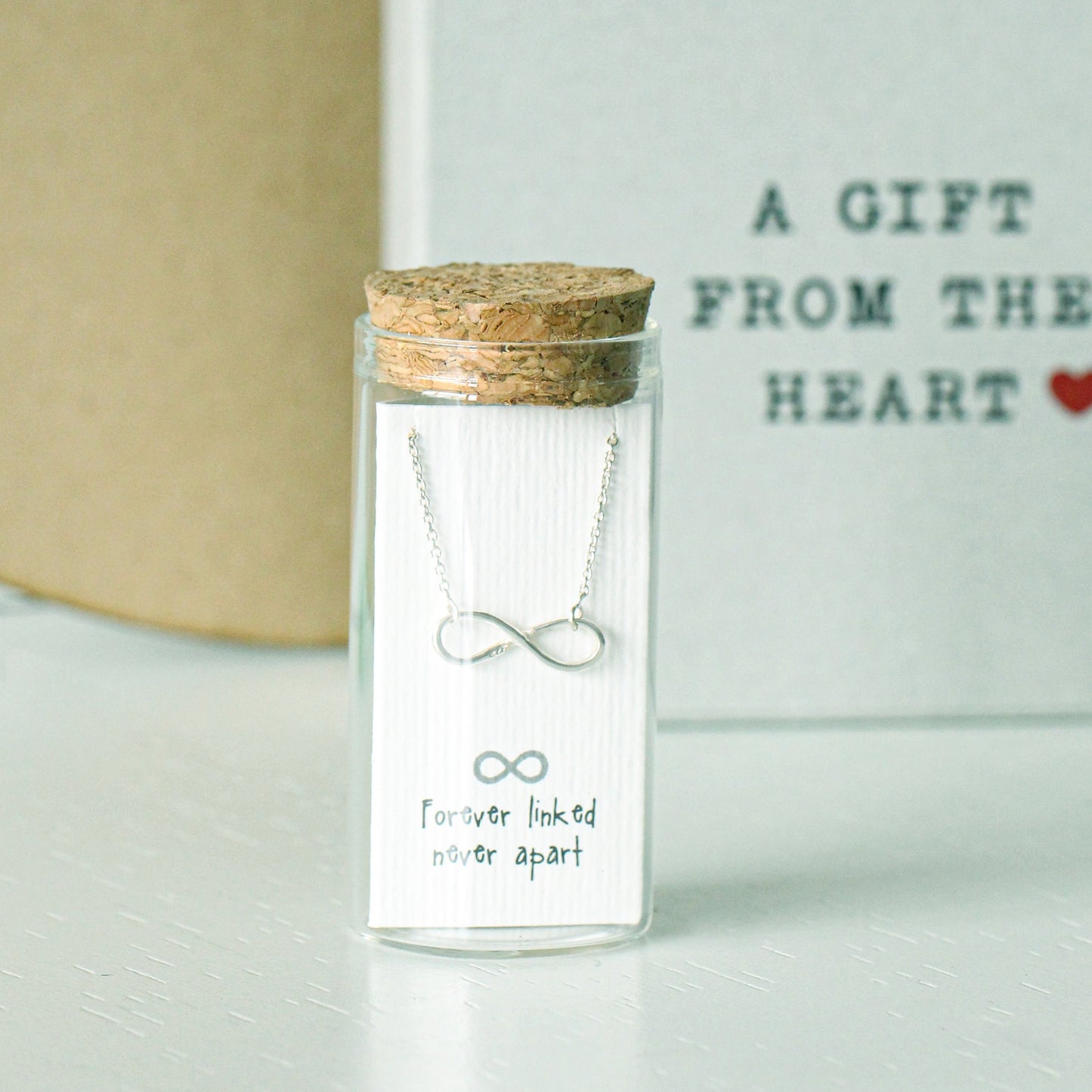 925 Stering Silver Infinity Pendant Necklace - 'Forever Linked, Never Apart' - Gift-Ready in Glass Bottle