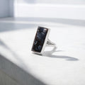 Elegant 925 Sterling Silver Pietersite Rectangular Gemstone Ring