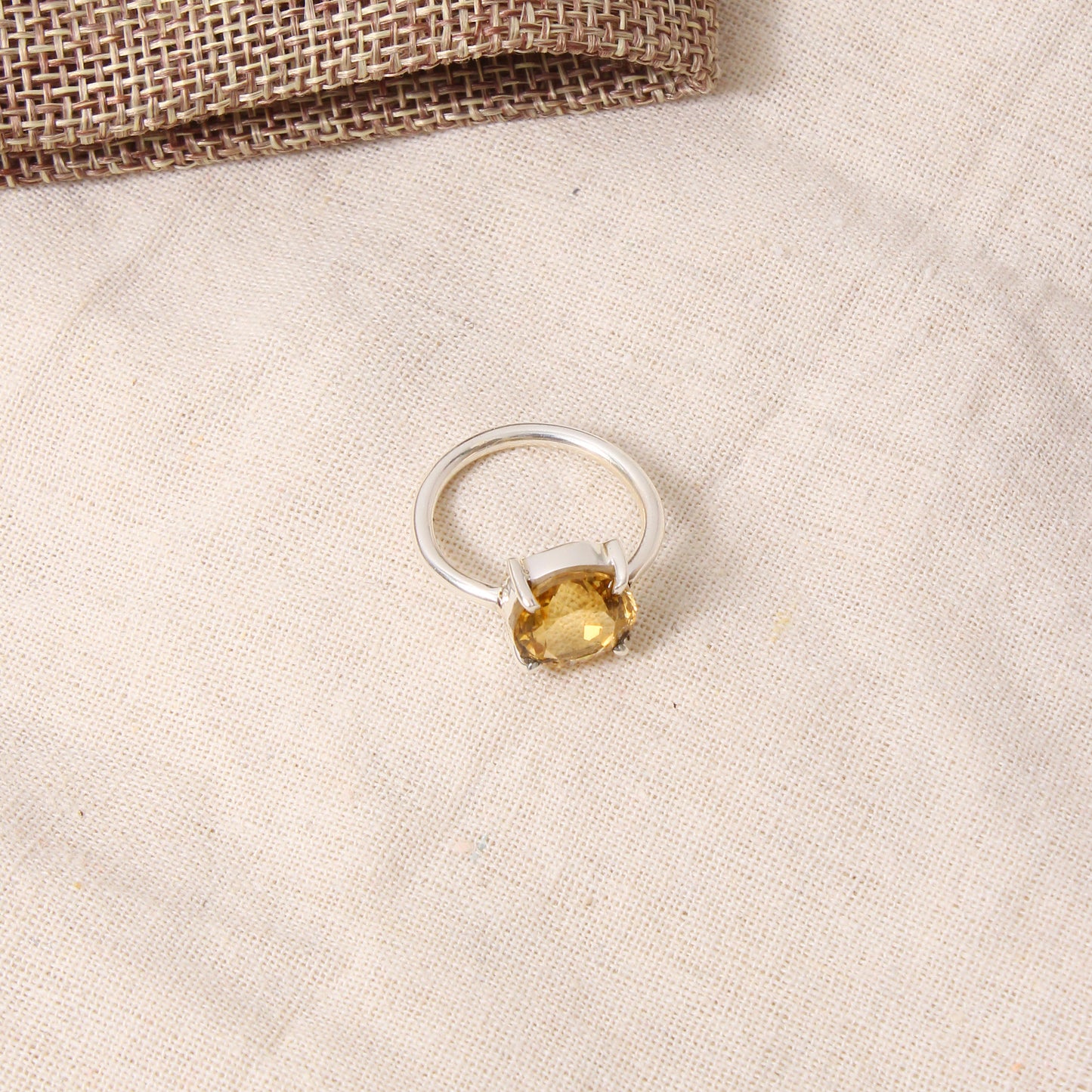 Natural Golden Citrine Gemstone Ring