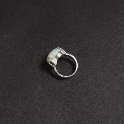 Natural Fire Opal Sterling Silver Ring – Iridescent Gemstone Jewelry for Elegant Style