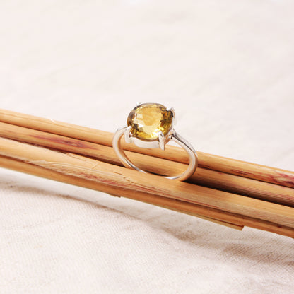 Natural Golden Citrine Gemstone Ring