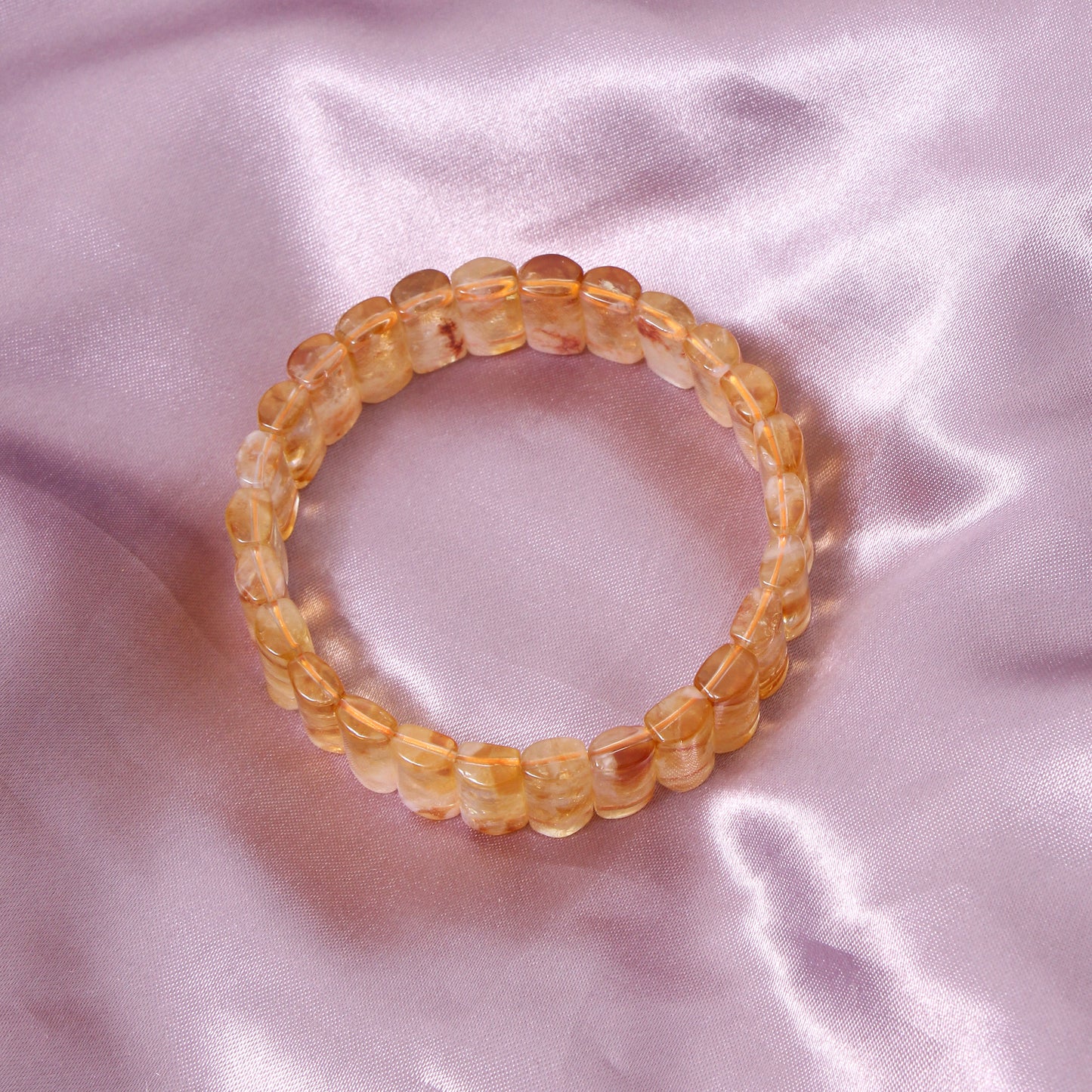 Natural Citrine Rectangle Stretch Bracelet 16x7mm | Handmade Citrine Gemstone Beaded Bracelet