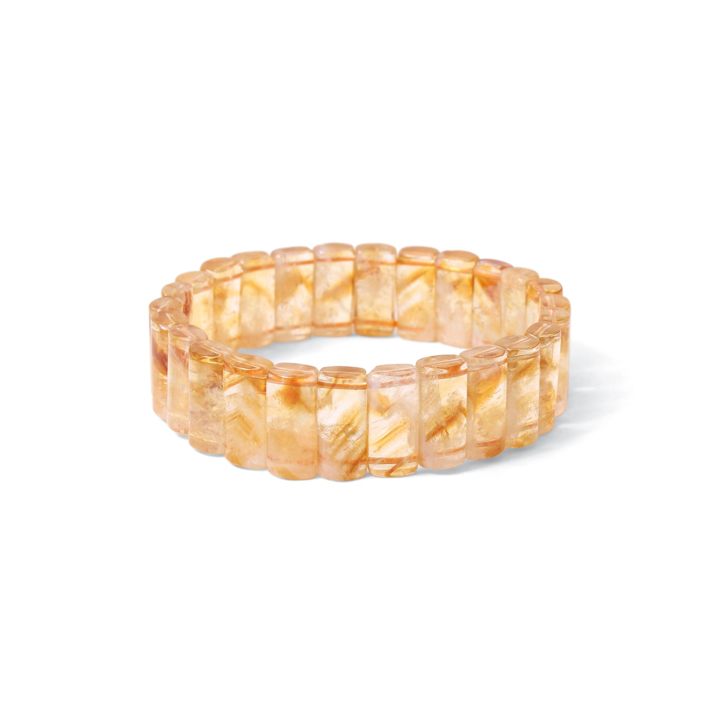 Natural Citrine Rectangle Stretch Bracelet 16x7mm | Handmade Citrine Gemstone Beaded Bracelet
