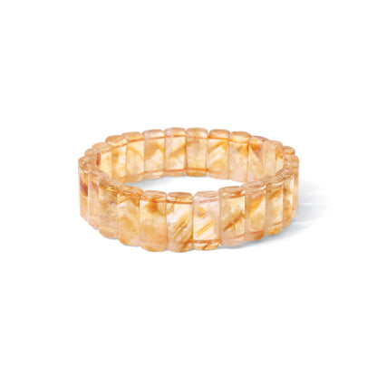 Natural Citrine Rectangle Stretch Bracelet 16x7mm | Handmade Citrine Gemstone Beaded Bracelet