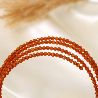 Natural Carnelian Faceted Bead Bangle Bracelet – Orange Gemstone Stretch Stackable Bangle for Energy & Confidence