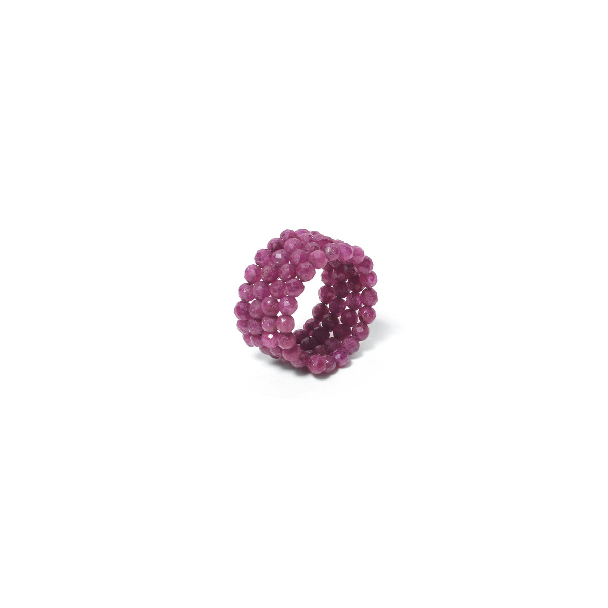 Natural Ruby Faceted Bead Stretch Ring | Handmade Gemstone Statement Ring | Adjustable Crystal Ring