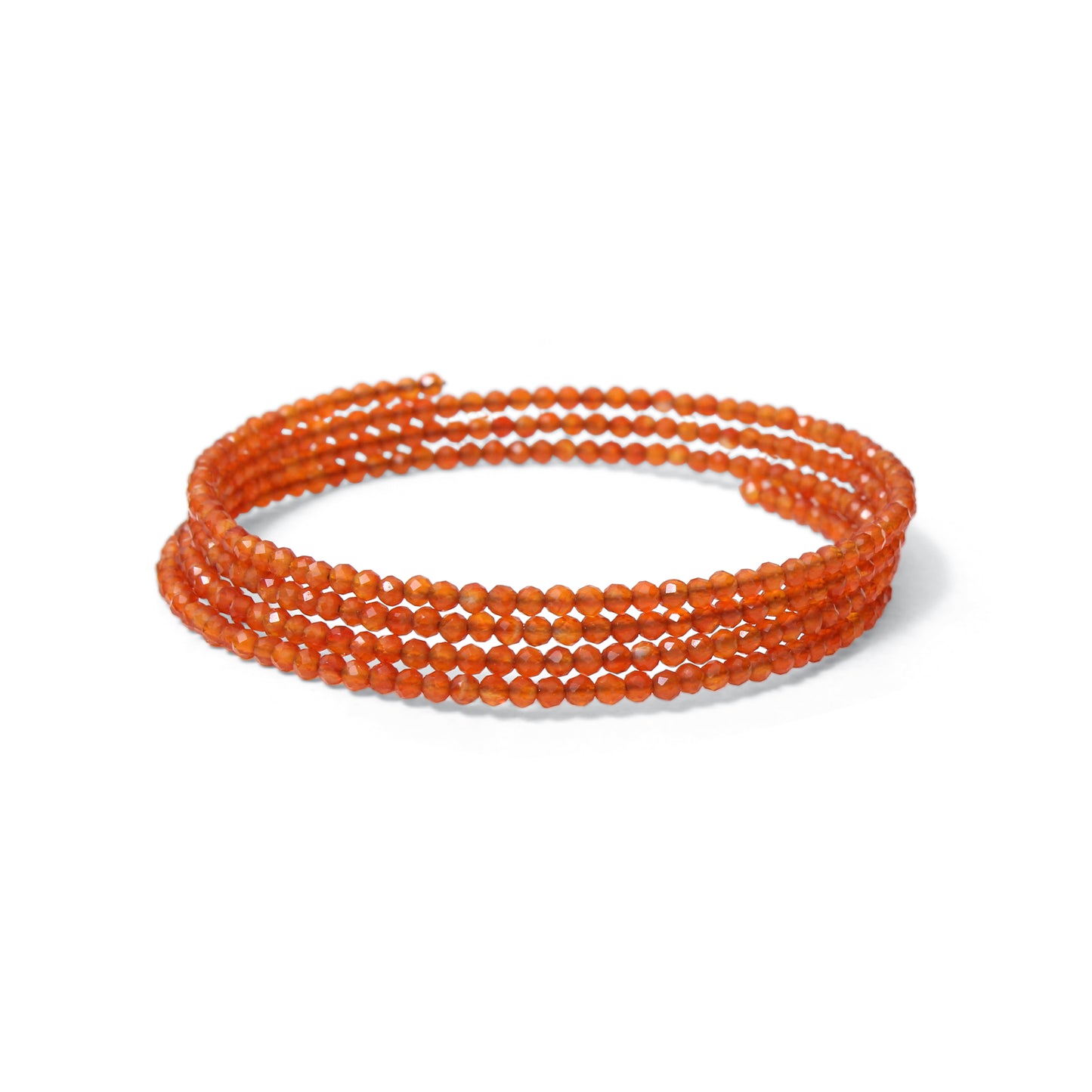 Natural Carnelian Faceted Bead Bangle Bracelet – Orange Gemstone Stretch Stackable Bangle for Energy & Confidence