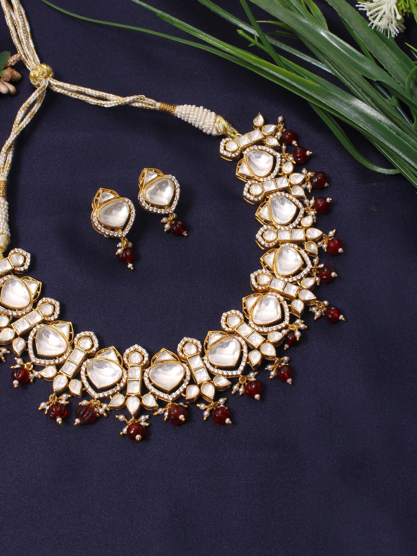 Affordable Luxury Jewelry Set with Stunning Faux Rubies from Traditional Jaipur