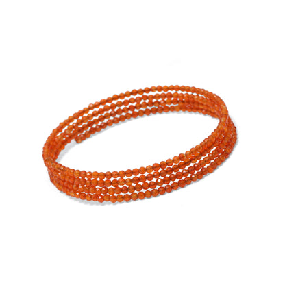 Natural Carnelian Faceted Bead Bangle Bracelet – Orange Gemstone Stretch Stackable Bangle for Energy & Confidence
