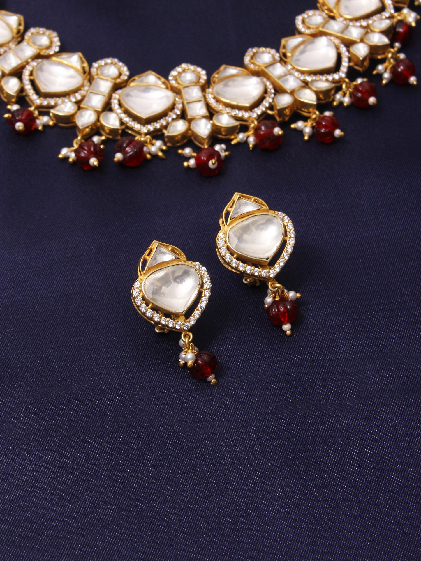 Affordable Luxury Jewelry Set with Stunning Faux Rubies from Traditional Jaipur