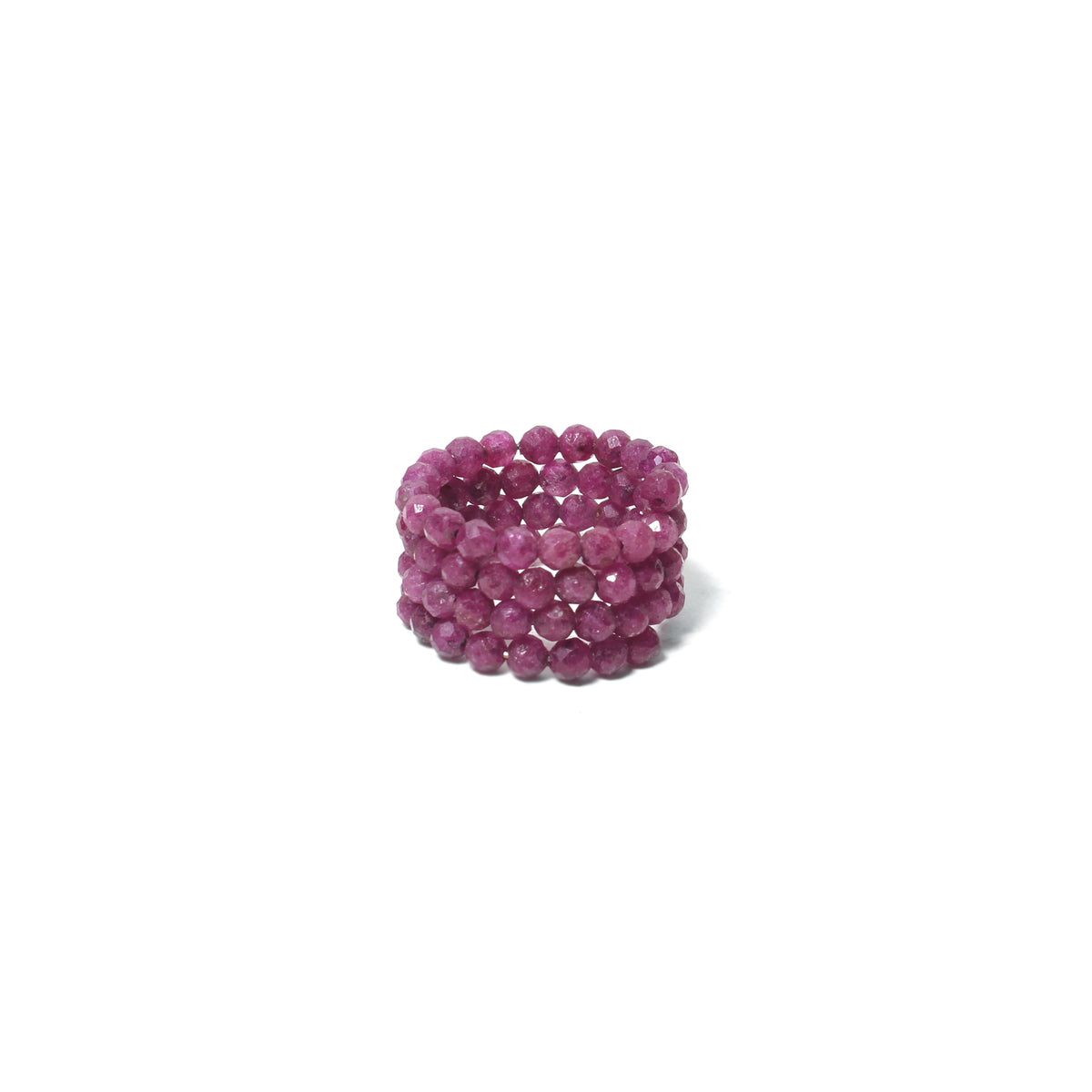 Natural Ruby Faceted Bead Stretch Ring | Handmade Gemstone Statement Ring | Adjustable Crystal Ring