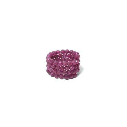 Natural Ruby Faceted Bead Stretch Ring | Handmade Gemstone Statement Ring | Adjustable Crystal Ring