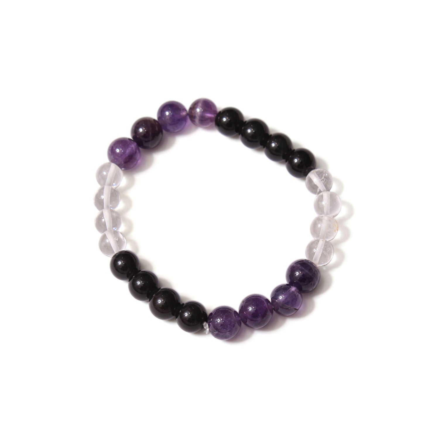 Aquarius Zodiac Bracelet (Kumbh Rashi) | Natural Amethyst, Black Tourmaline & Crystal Quartz