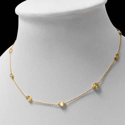 Yellow Sapphire Gemstone Silver Necklace – Elegant Gold Plated 925 Sterling Silver Chain Jewelry