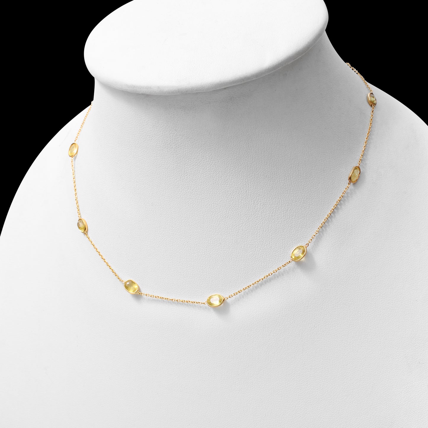 Yellow Sapphire Gemstone Silver Necklace – Elegant Gold Plated 925 Sterling Silver Chain Jewelry