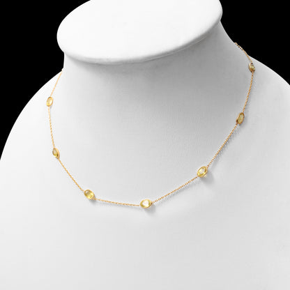 Yellow Sapphire Gemstone Silver Necklace – Elegant Gold Plated 925 Sterling Silver Chain Jewelry