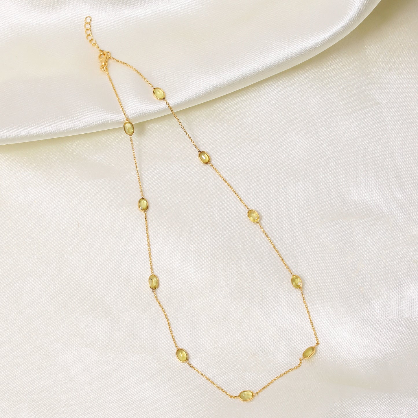 Yellow Sapphire Gemstone Silver Necklace – Elegant Gold Plated 925 Sterling Silver Chain Jewelry