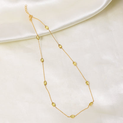 Yellow Sapphire Gemstone Silver Necklace – Elegant Gold Plated 925 Sterling Silver Chain Jewelry