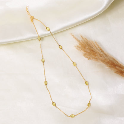 Yellow Sapphire Gemstone Silver Necklace – Elegant Gold Plated 925 Sterling Silver Chain Jewelry