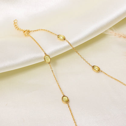 Yellow Sapphire Gemstone Silver Necklace – Elegant Gold Plated 925 Sterling Silver Chain Jewelry