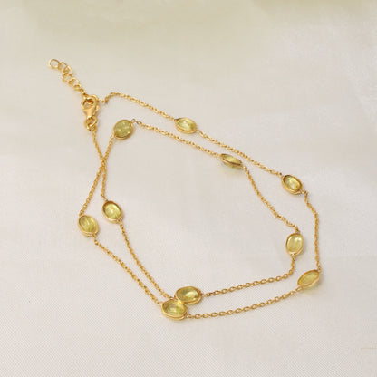 Yellow Sapphire Gemstone Silver Necklace – Elegant Gold Plated 925 Sterling Silver Chain Jewelry