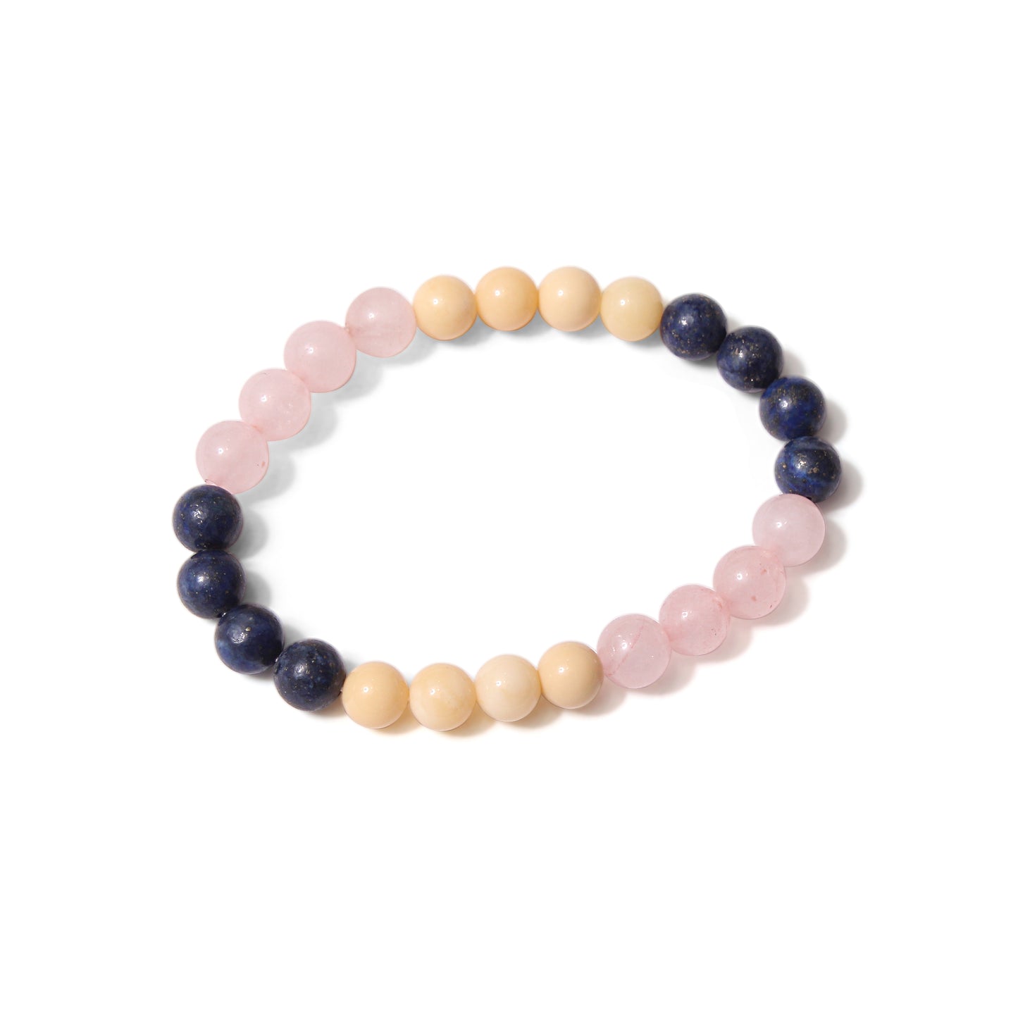 Cancer Zodiac Bracelet (Kark Rashi Bracelet) – Natural Rose Quartz, Lapis Lazuli & Dolomites Beads