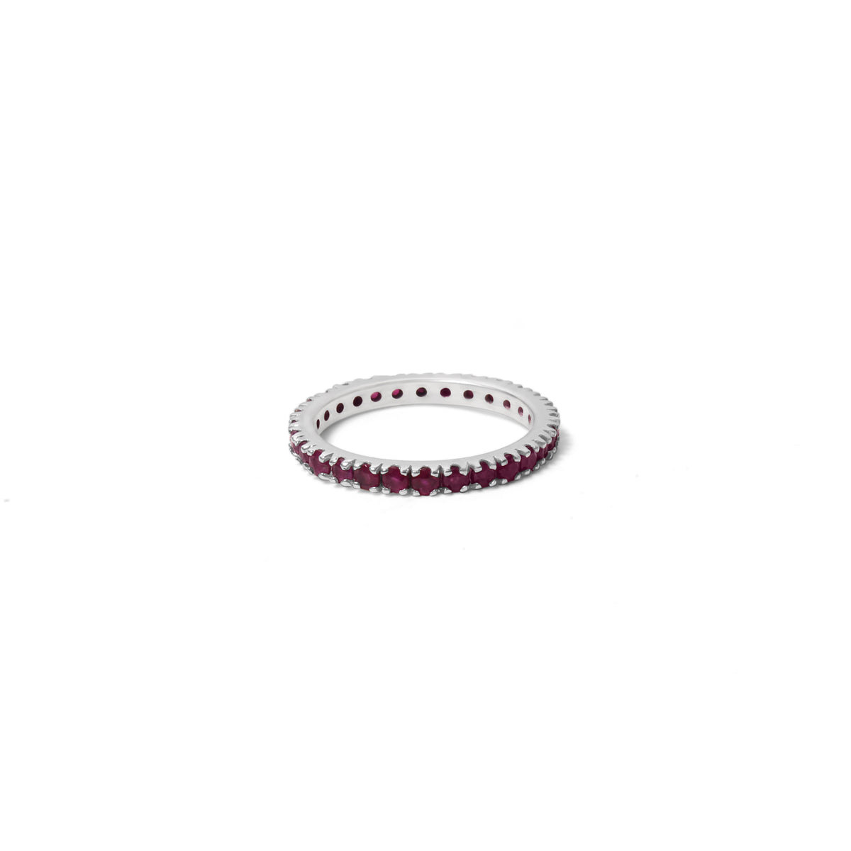 Elegant Natural Ruby 2mm Faceted Round Eternity Ring – Red Gemstone Ring for Love & Confidence